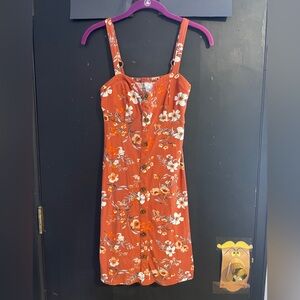 No Boundaries Floral Button-Down Mini Dress - Orange